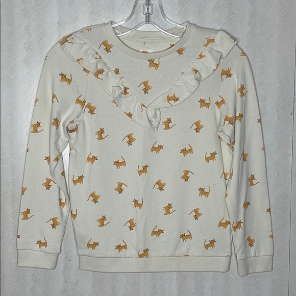 ❤️ 🆕 STAY WILD Cream Sweater with Dog Print and Ruffle Detail Size S - Picture 2 of 5